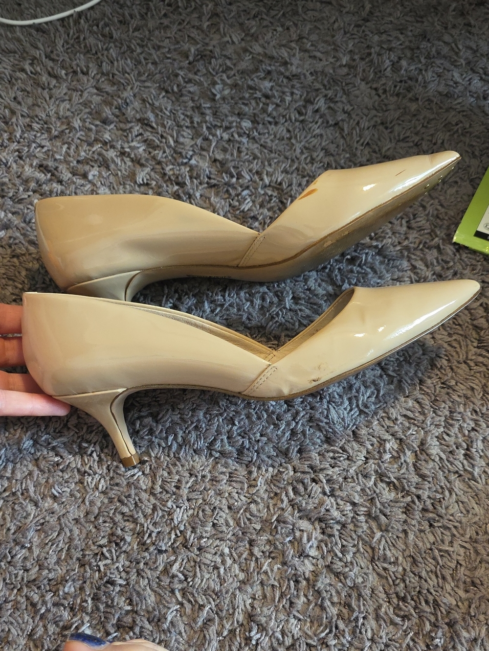 Louise et Cie Nude Patent Pointed-Toe Kitten Heel Pumps